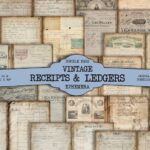 Collage of handwritten vintage receipts, ledgers, and business ephemera
